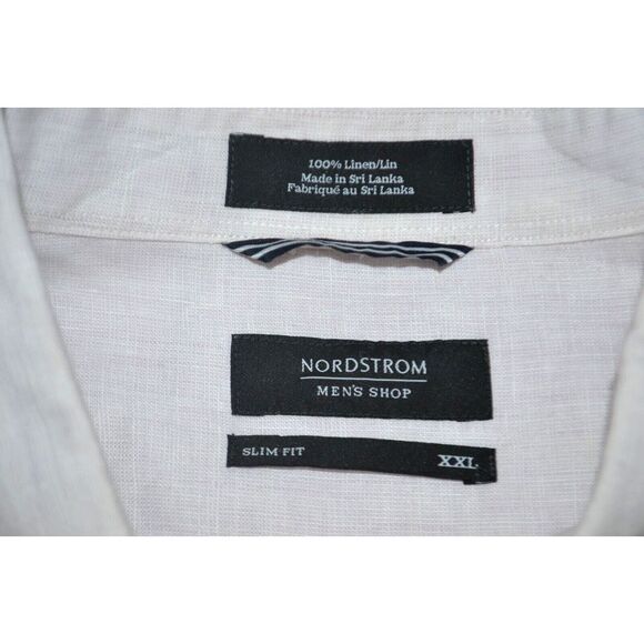 NORDSTROM Men's 100% Linen Long Sleeve Button Front Shirt SIZE XXL Light Pink - Picture 5 of 5